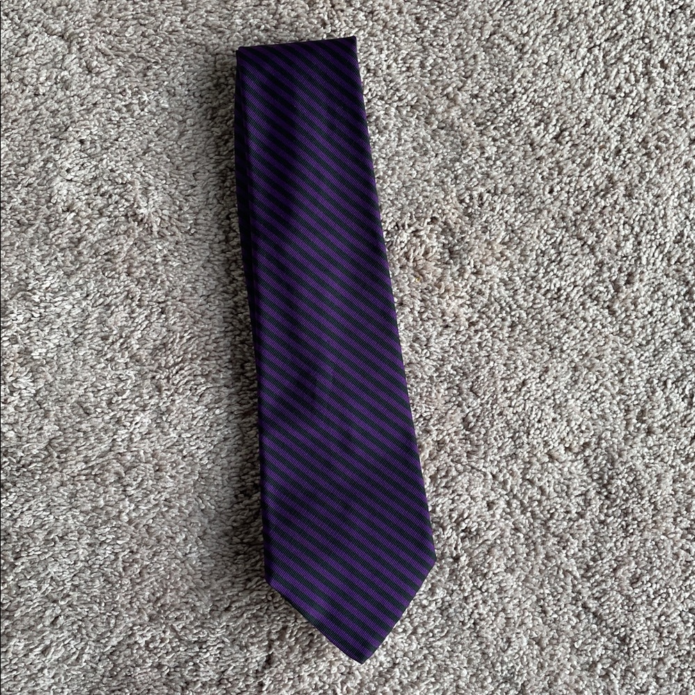 Classic Navy and Black Striped Tie - Picture 2 of 12